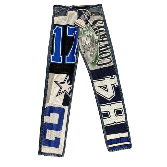Vintage Dallas Cowboys Authentic DeepThree Levi's Jersey Patchwork Jeans NWT - Picture 1 of 13